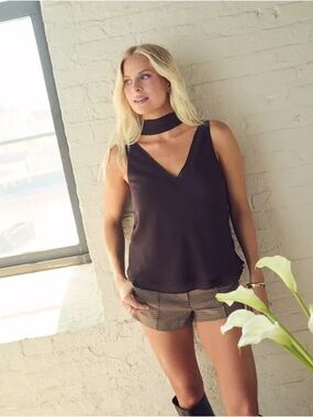 Abercrombie & Fitch Dark Brown Sleeveless V-Neck Blouse
